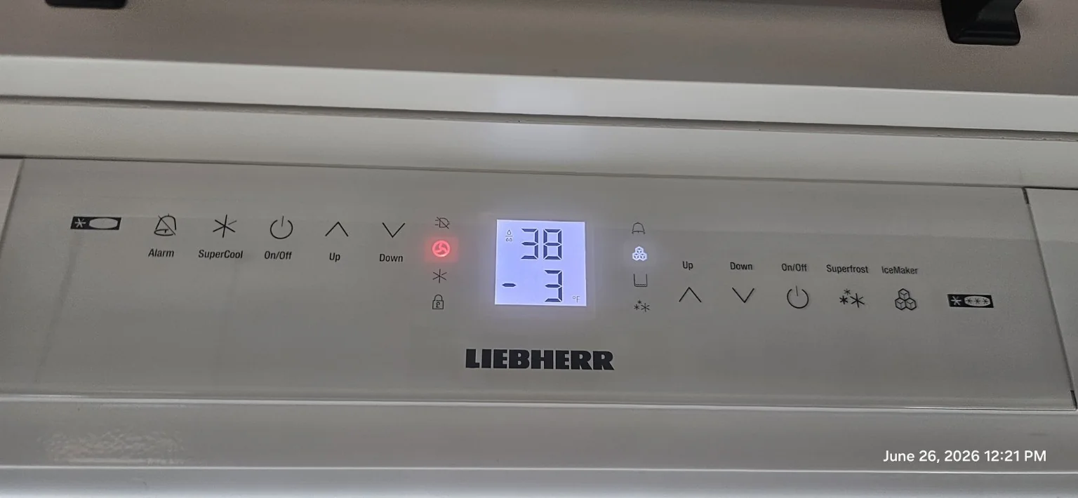 Liebherr refrigerator control display during service